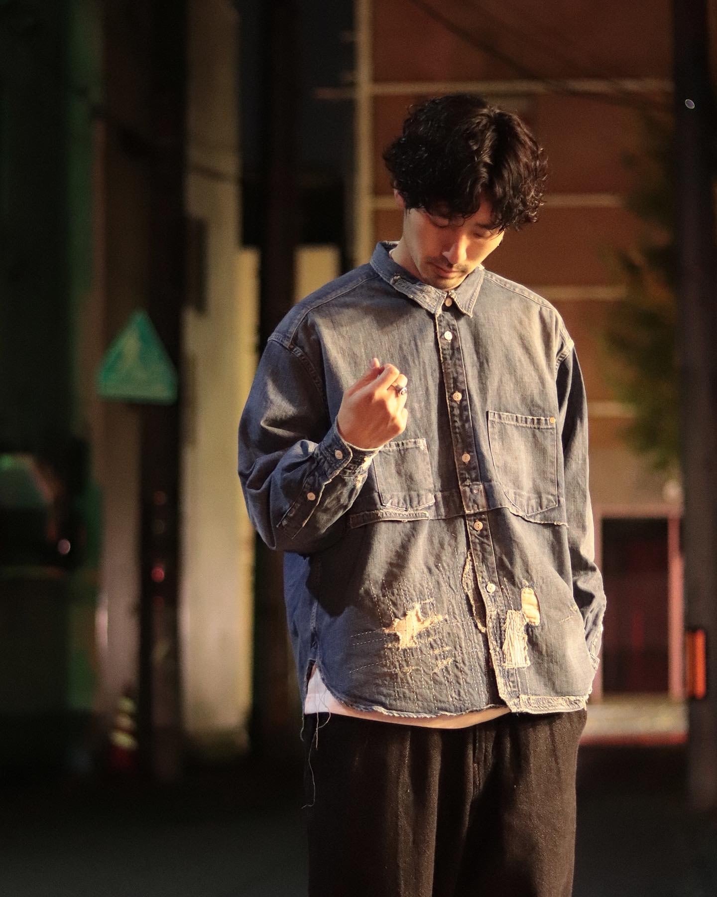 04612】アナクロノーム anachronorm ダメージ加工 デニムシャツ