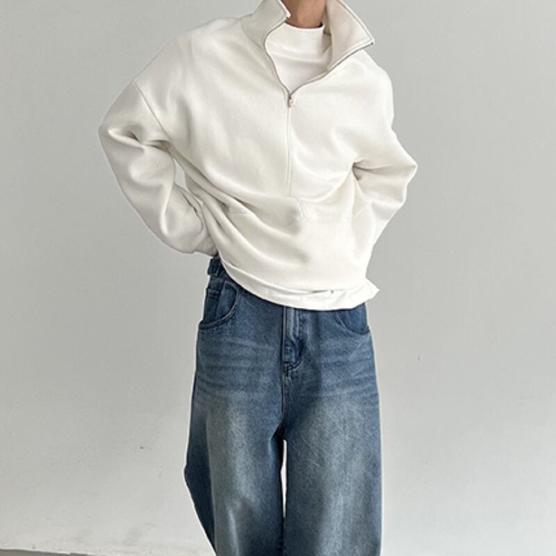 ハーフジップワイドリブスウェット MTO0137