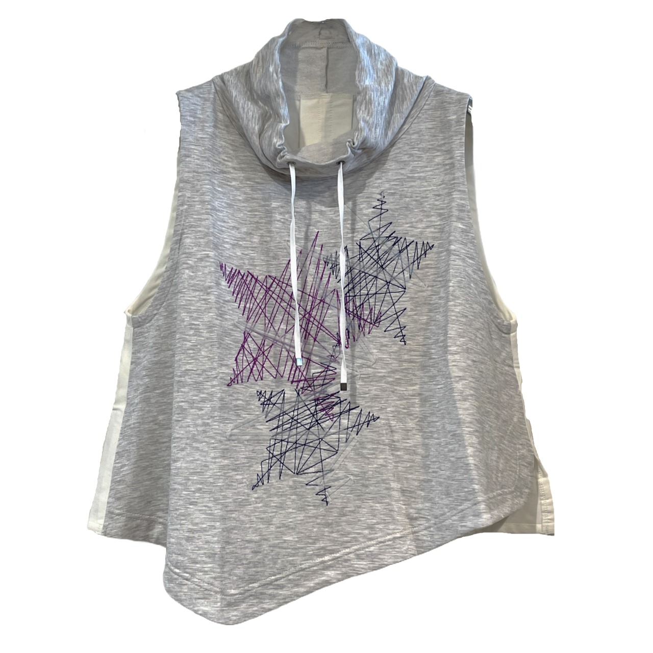 【各ラスト1点】ハイゲージソフト裏毛×ジグザグ刺繍★コンパクトベスト【250-3204】