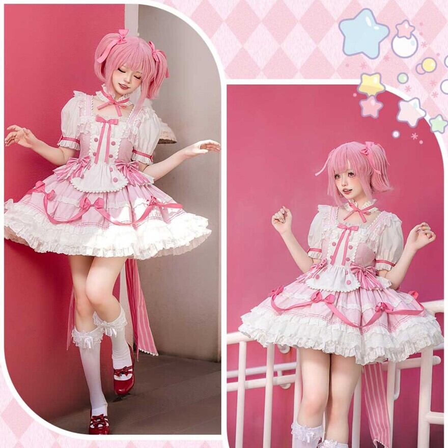 夢かわいい 甘々 ワンピース バックリボン付き パステルピンク コン