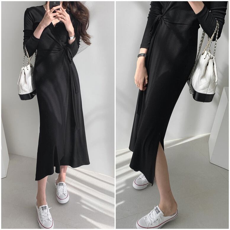 roberto cavalli カシュクール ドレス ワンピース リボン 黒 オンライン限定【喪服・礼服・フォーマル・春夏】ベルト付き