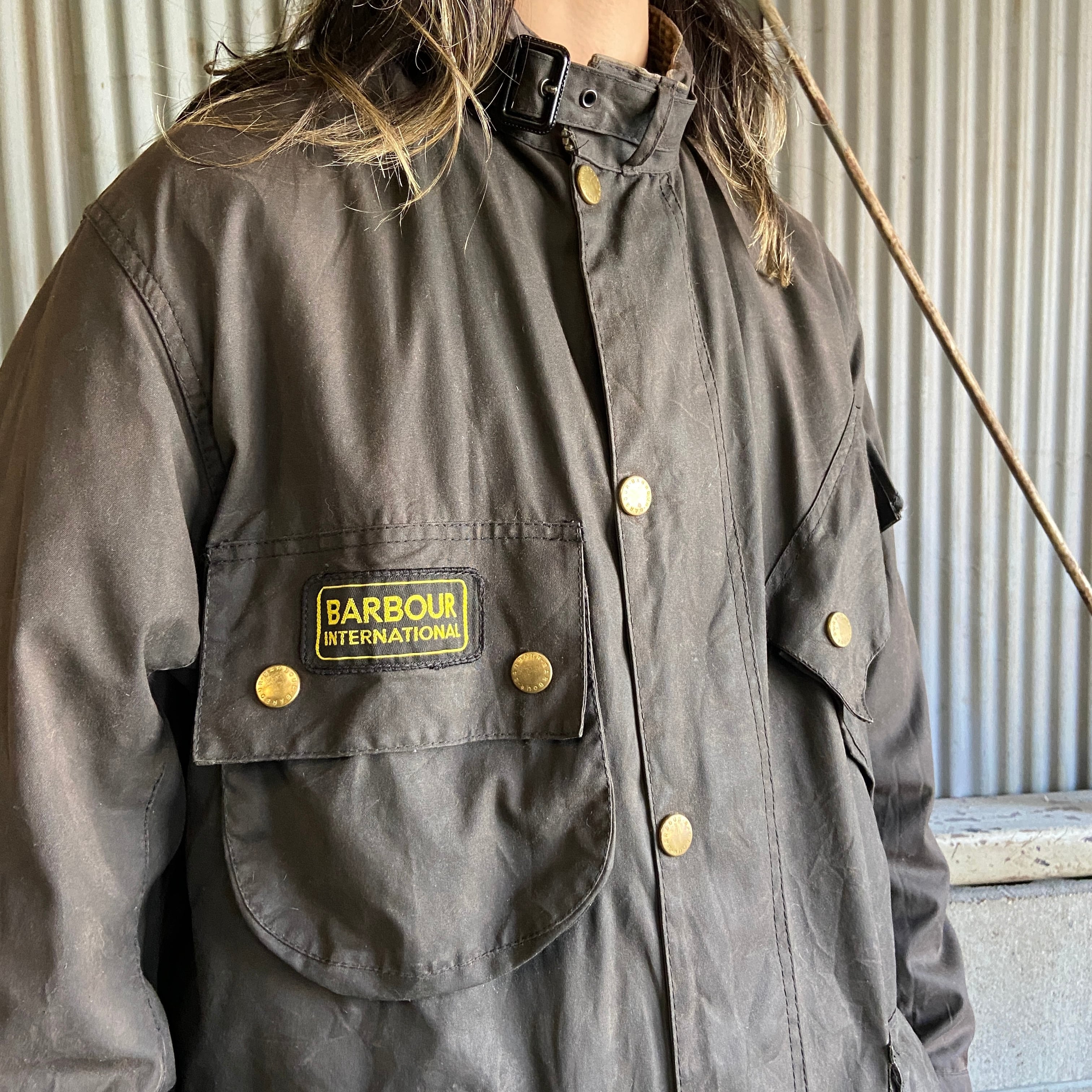 英国製 01年製 縦3ワラント Barbour バブアー インターナショナル 