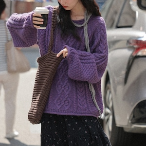 cable-knit oversized sweater J00056