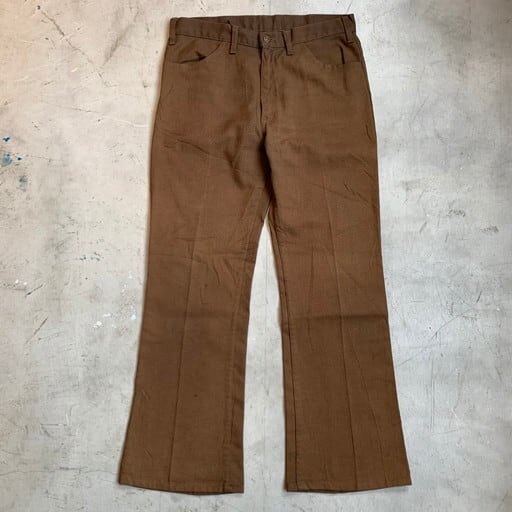 70's LEVI'S リーバイス STA-PREST スタプレ ブーツカットパンツ Big E ホップサック フレア ブラウン 42TALON  刻印566 W34 USA製希少 ヴィンテージ BA-1163 RM1532H | agito vintage powered by BASE