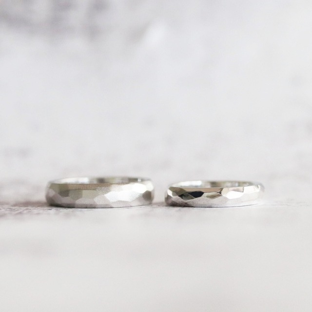 【結婚指輪】多角面_幅4.5&3.5mm_Pt900