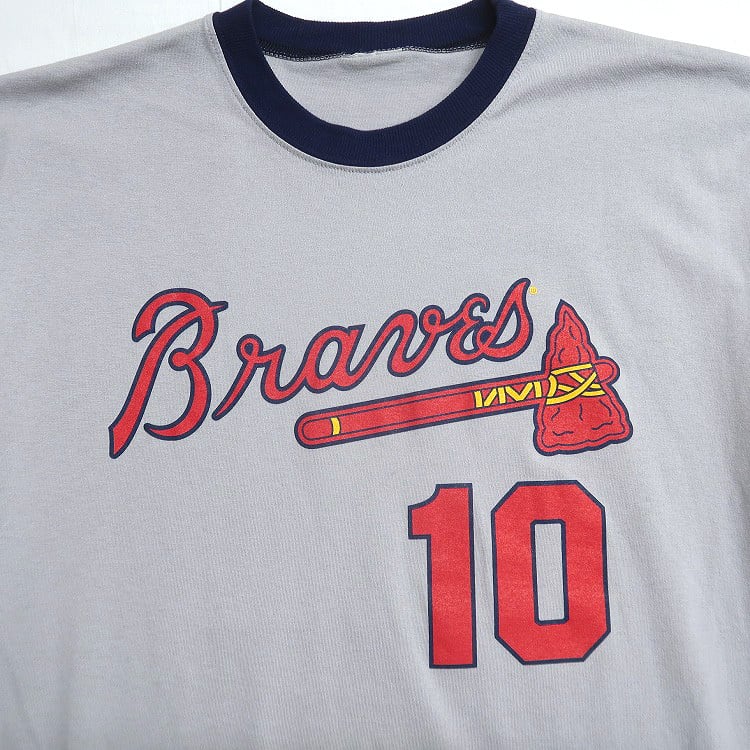 古着 MLB アトランタ・ブレーブス リンガーTシャツ プリントT