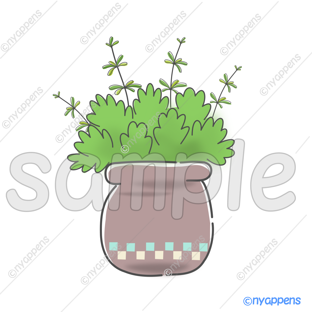 【商用利用OK】手書き風ナチュラル雑貨イラスト<プランター3>