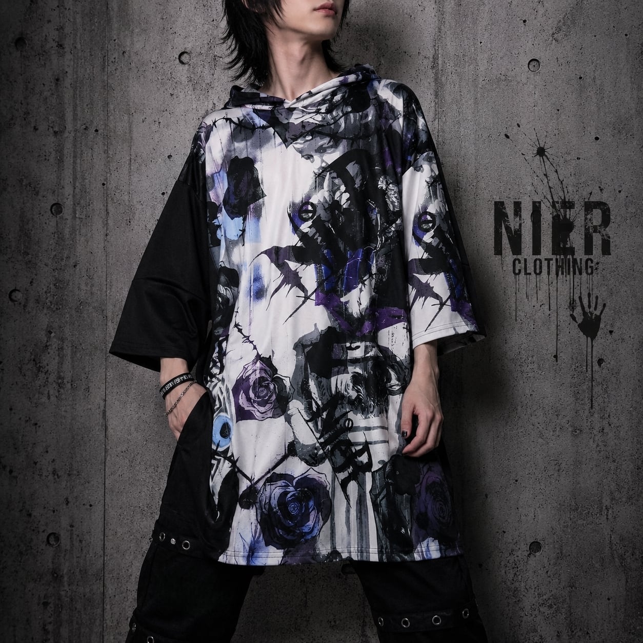 2WAY ZIP SLEEVE OVER SIZE PULLOVER【ROSE COLLAGE】 | NIER CLOTHING