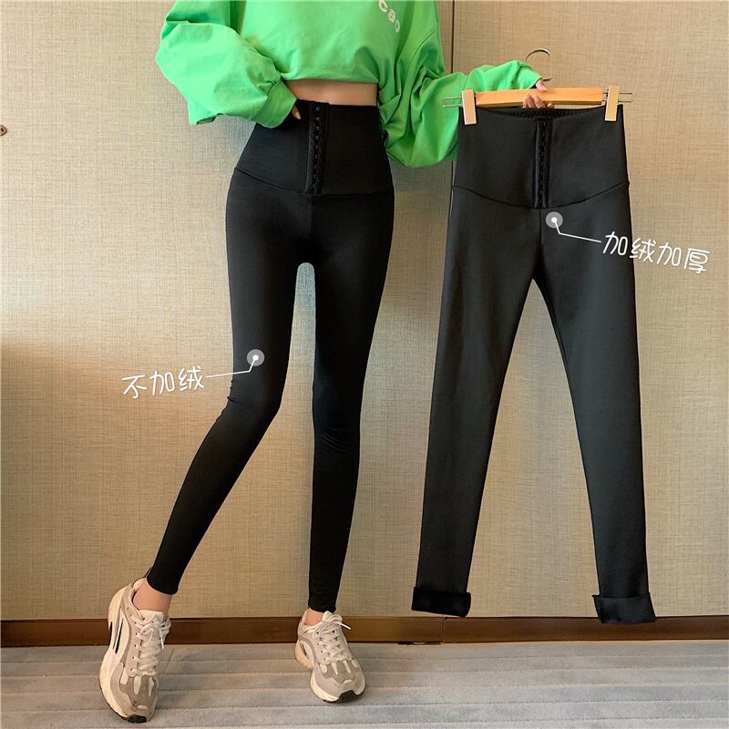 レギンス オータムウィンターベルベットハイウェストウェストパンツ 秋物 冬物 ブラックストロベリース1045332462