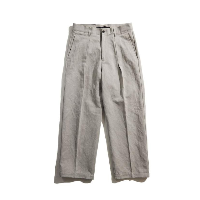 C/LI TWILL TUCK PT / 綿リネンツイルタックパンツ (LIGHT GRAY)