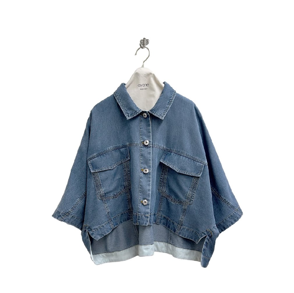 予約販売] ayane アヤン テンセルデニムショート丈シャツ 826503 (4/中
