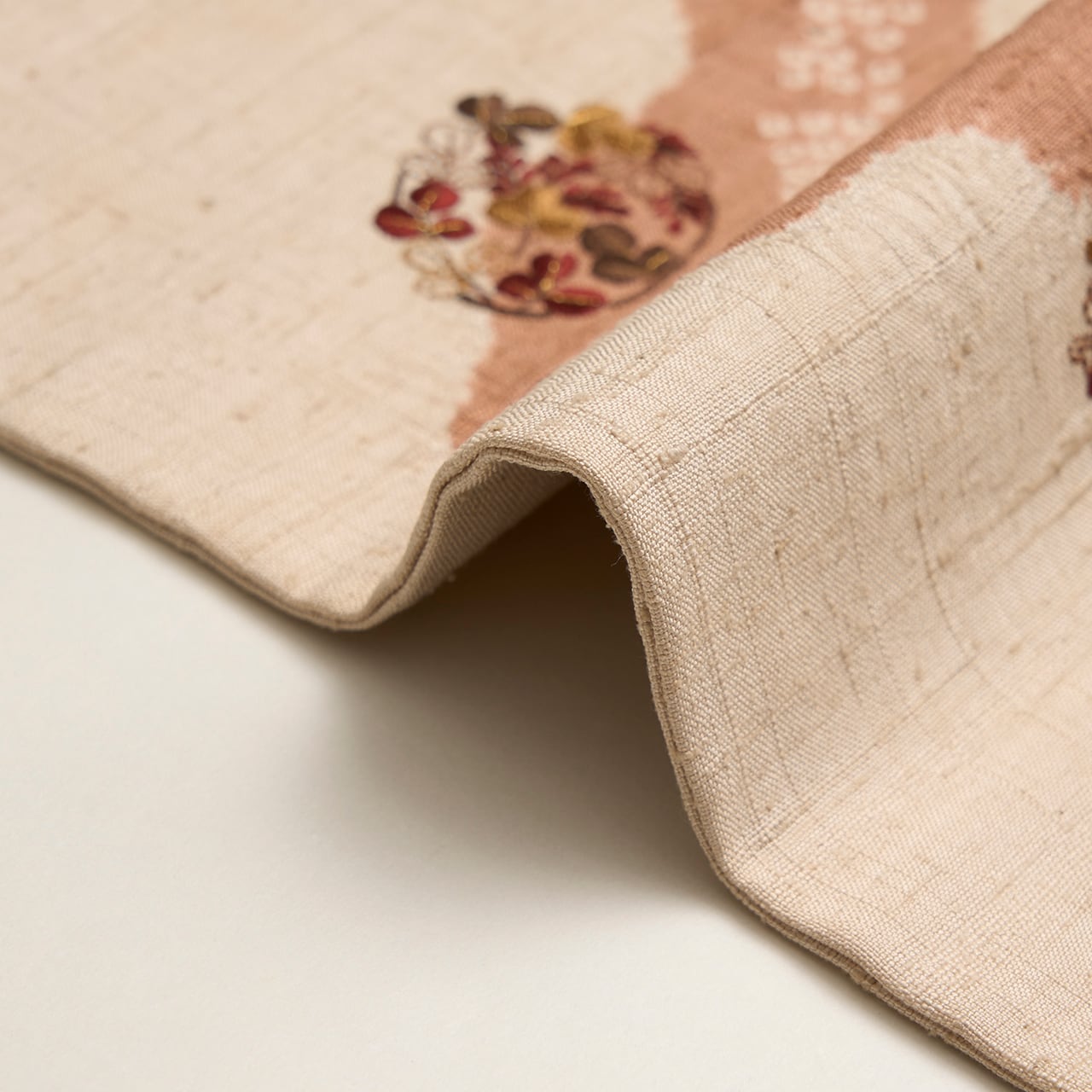 流水に花の丸紋 絞り染に手刺繍 紬名古屋帯【中古】 | かわの屋