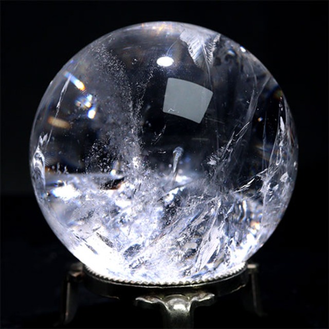 〔D447-4〕約65mm ブラジル ミナスジェライス州 天然水晶 天然クォーツ スフィア 水晶  丸玉 1個【メール便不可】