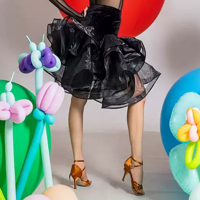 チュール ロングスリーブ フリル ミモレスカートds1211