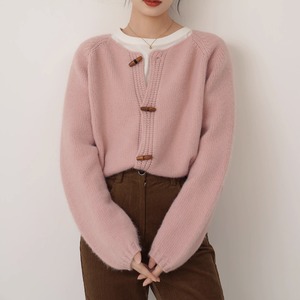 pink horn button sweater cardigan