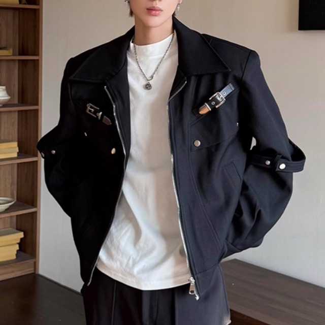 ストラップディテール　モードライダースジャケット　LB1672