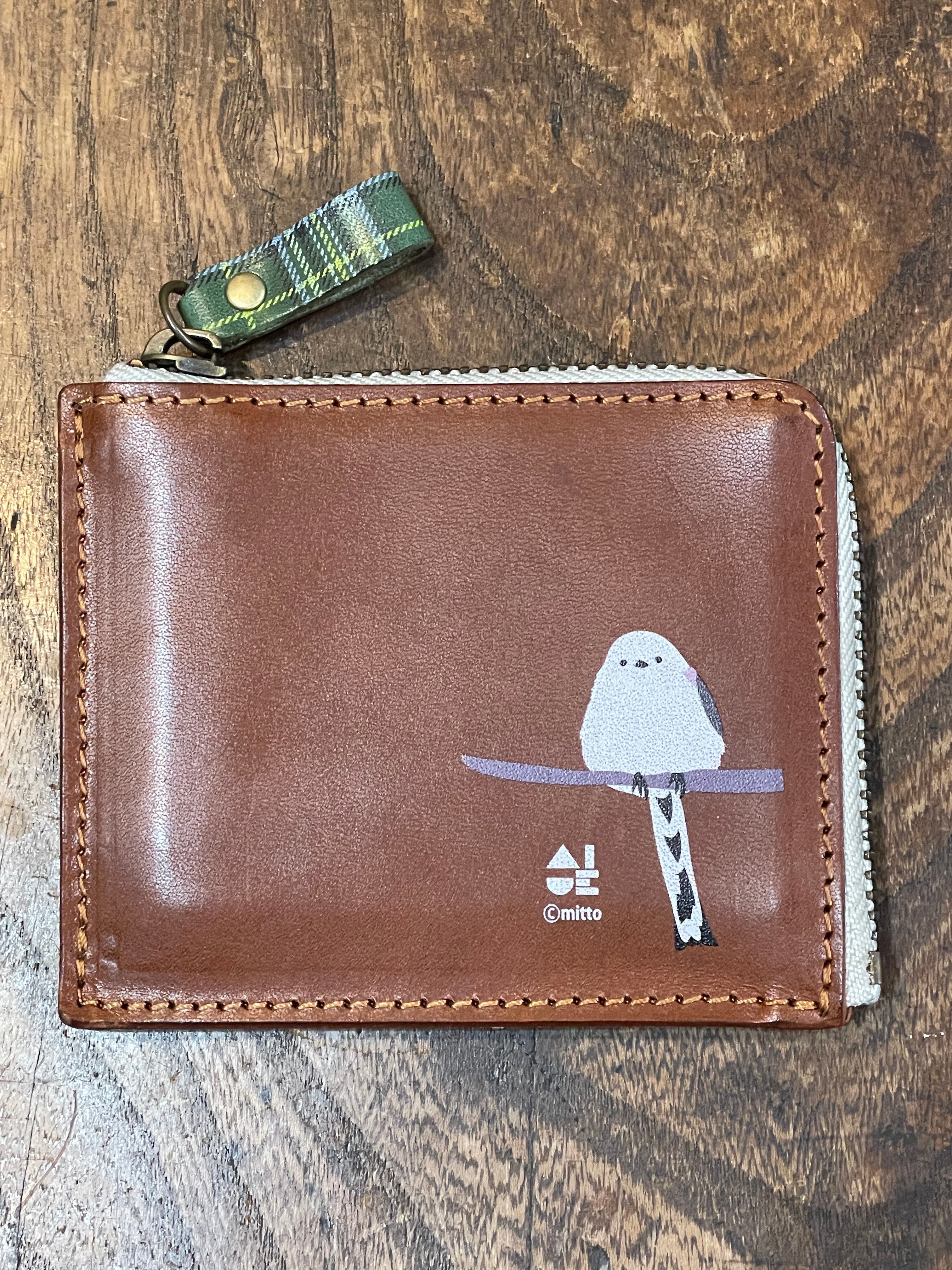 送料無料】 L字ファスナー財布 ブラウン シマエナガ 財布 Brown しまえ