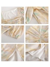 【0302】Gathered Flower Slit Short Sleeve Dress