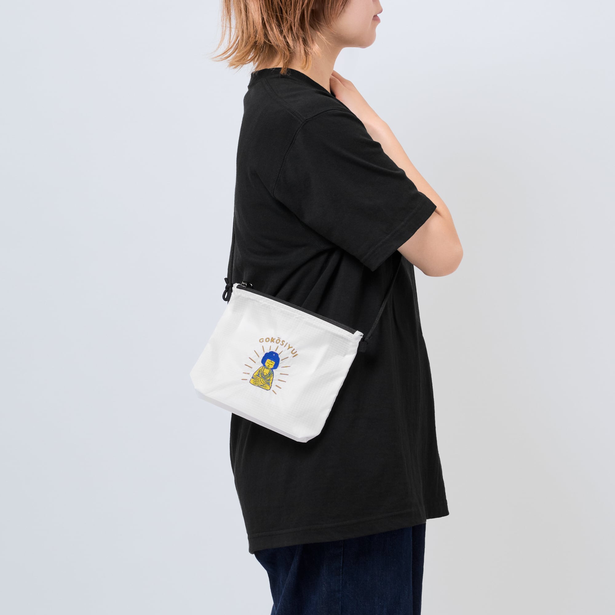 シャカシャカ仏像バッグ(刺繍) 五劫思惟阿弥陀 ナイロンリップストップ