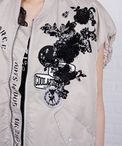 【ATELIER LINE】COOLAペイント×レースオープンジップベスト (BEIGE)　CQ-48064H