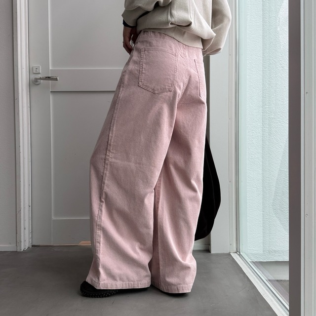 コーデュロイヴィンテージライクワイドPT/ピンク