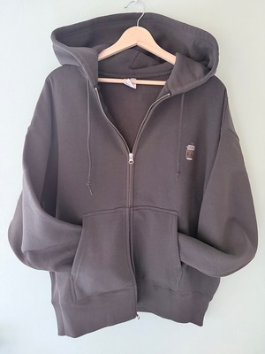 Cafe eli /フルジップパーカー/ボックスシルエット/スミ/裏起毛/ユニセックス