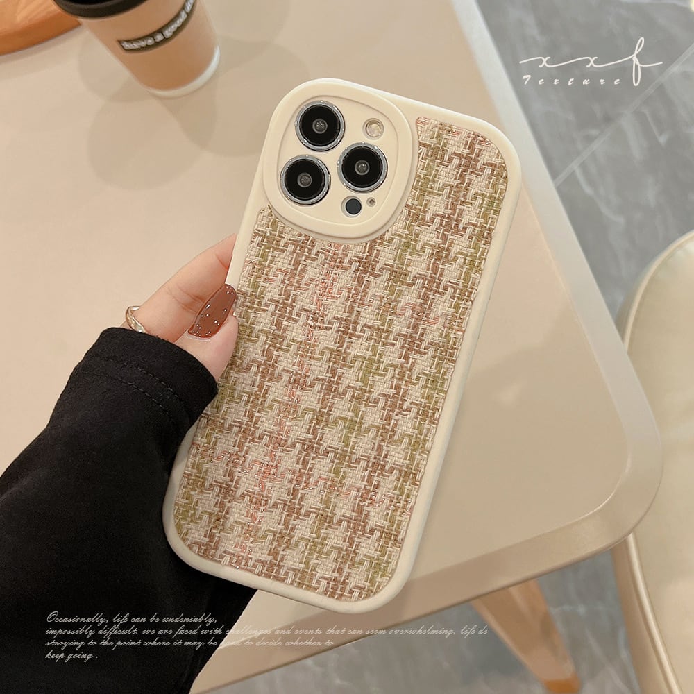 iPhone全機種対応】大人かわいい千鳥格子◎新型 iPhone16 ベージュ