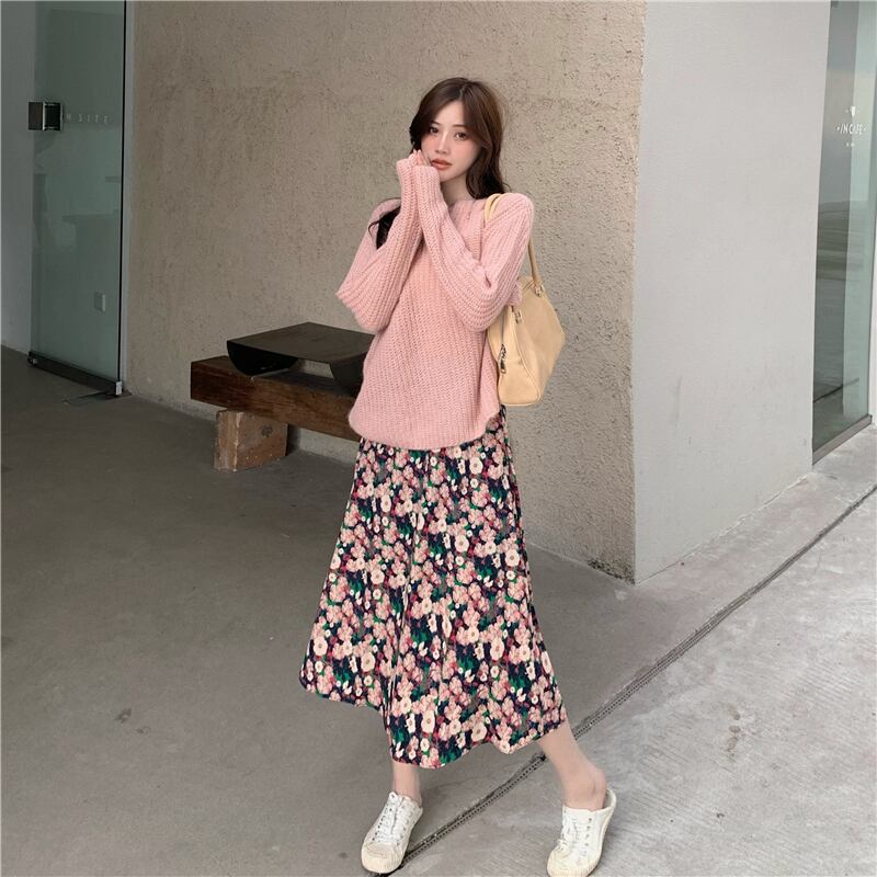 ピンクの中空ニットセーターレディース秋新しいルーズレイジースタイル長袖セータージャケットアウターウェアプルオーバートップ ブラックストロベリース92915206722