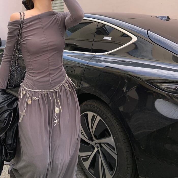 ベルベットフィットトップス＋フレアスカート セットアップ［XS-L  