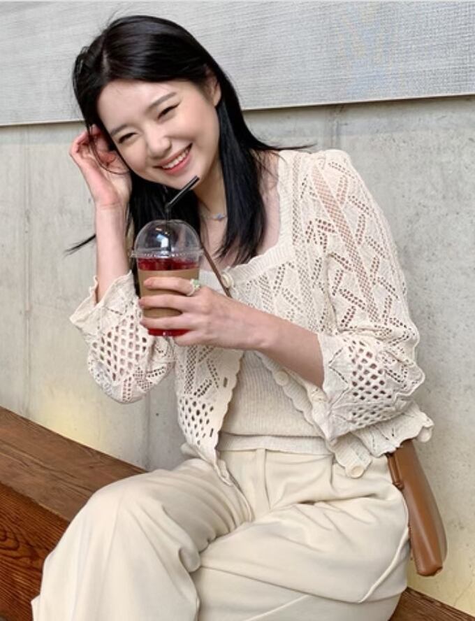 透かし編み コットンカーディガン　AJ1179-825