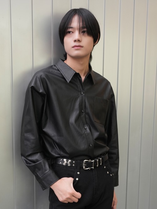 【ALUDE SELECT】pu leather simple shirt