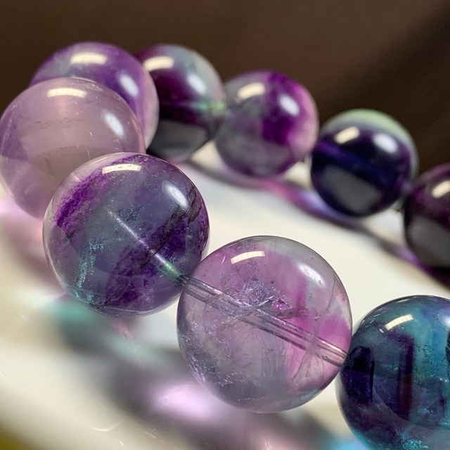 6.希少な大玉！変わった色合い☆グラデーション☆フローライト ブレスレット