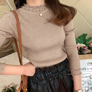 ニット セーター レディース 送料無料 長袖 リブニット クルーネック 秋冬 111990