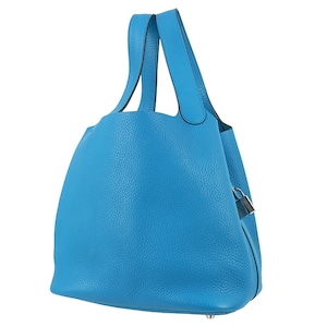Used HERMES エルメス ハンドバッグ ピコタンロック MM 22 トリヨンクレマンス ブルーザンジバル シルバー金具 中古美品