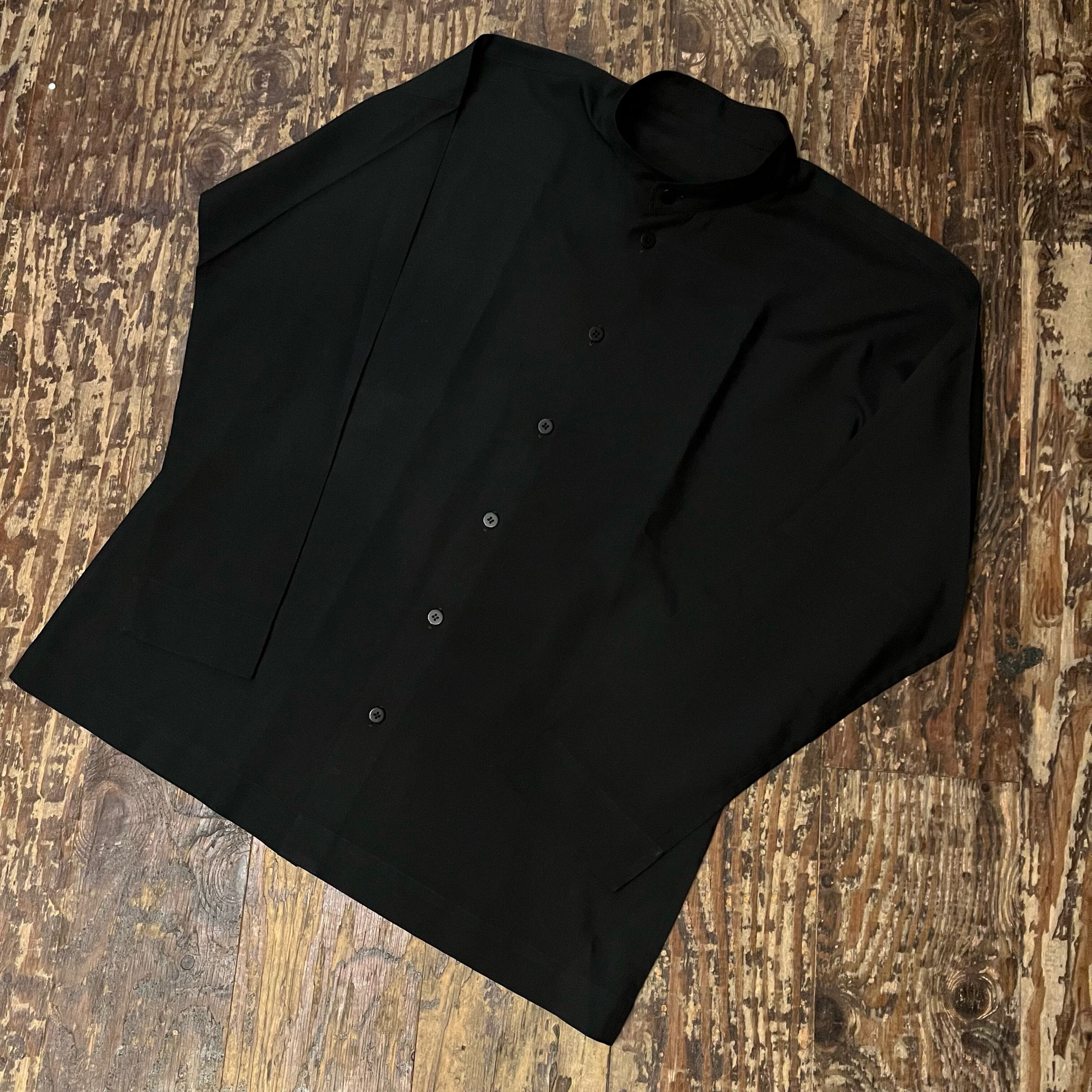 HOMME PLISSE PRESS SHIRT バンドカラーシャツ 黒