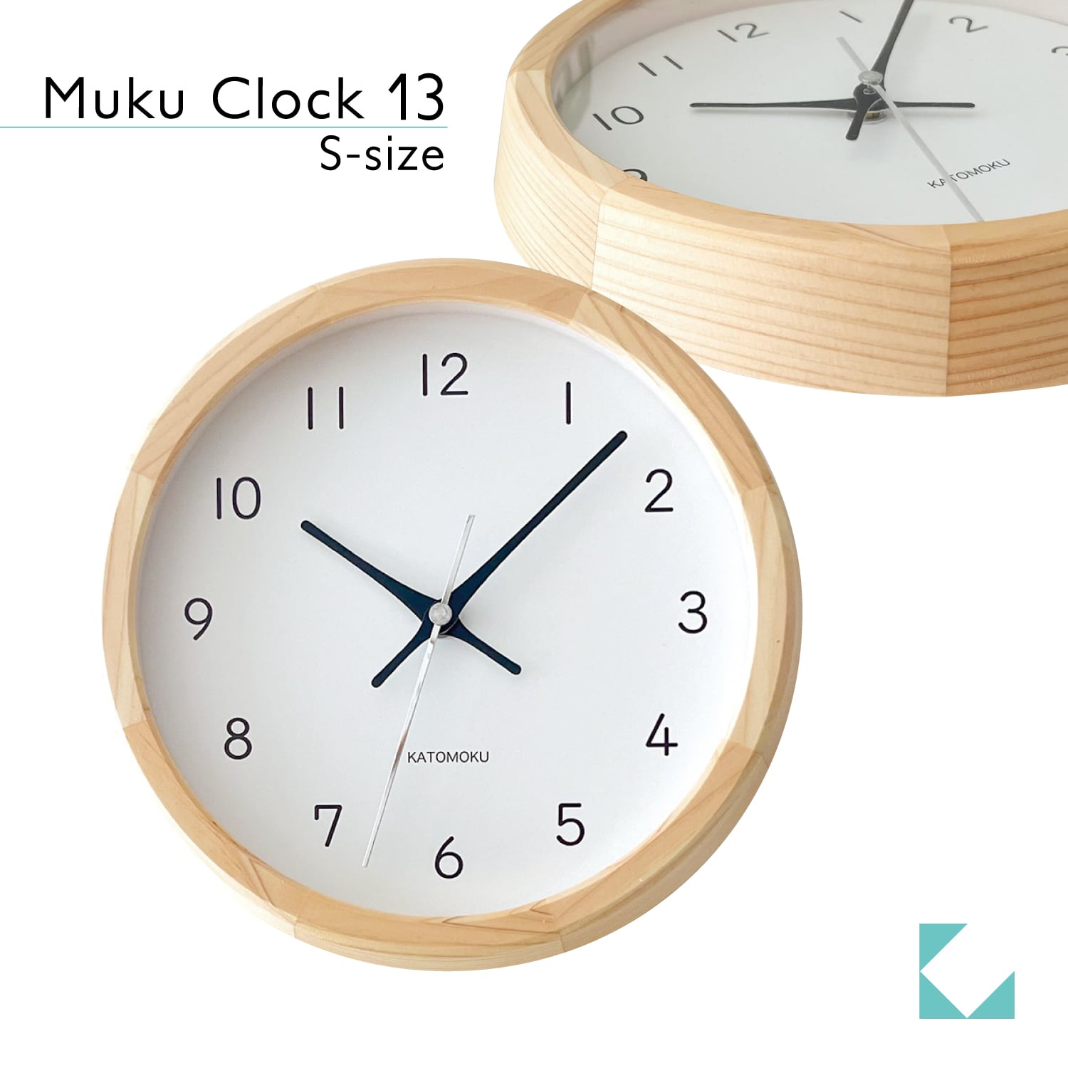 KATOMOKU muku clock 13 ヒノキ km-130HI 掛け時計 | 加藤木工株式会社