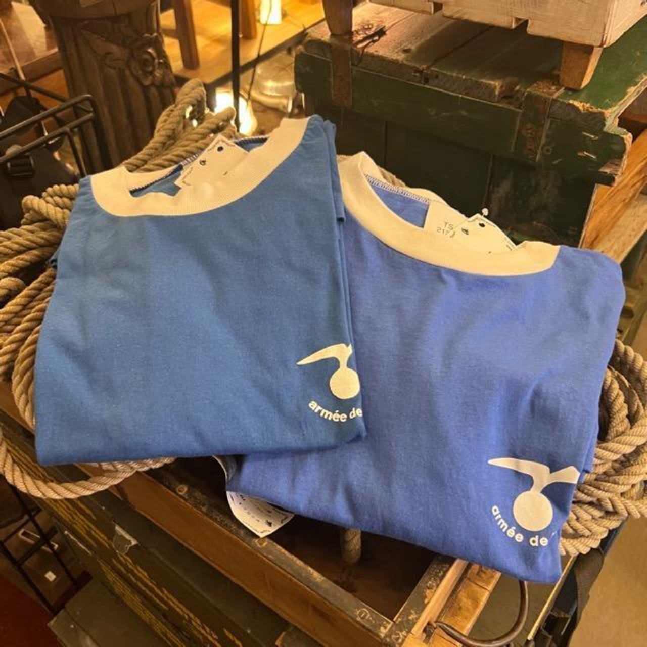 フランス AF ブルー Tシャツ デッドストック　メンズ　ファッション　カットソー　半袖　軍物　フランス軍