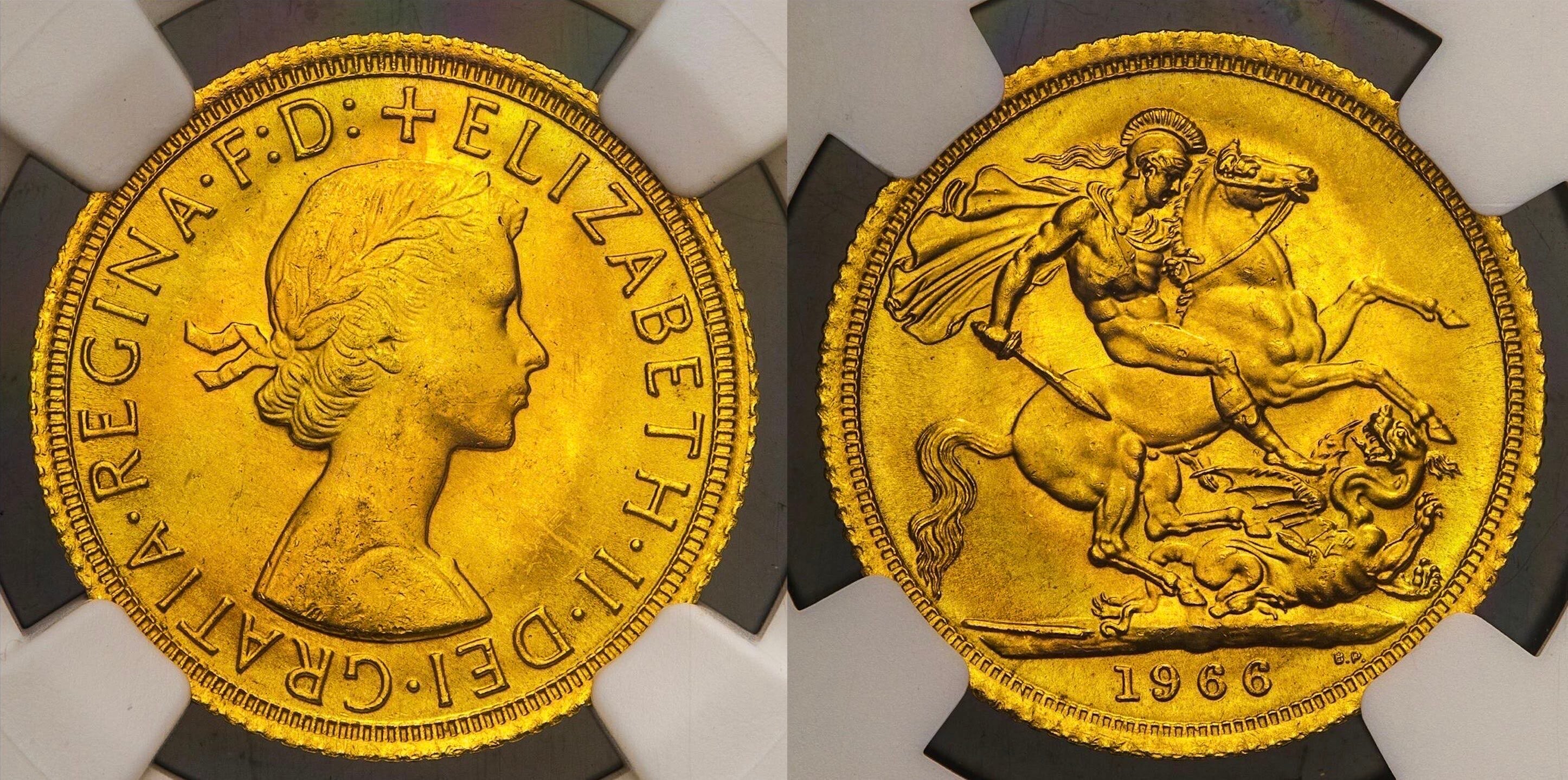 MS65】1966年発行 ヤング・エリザベス2世 ソヴリン金貨 | Coin