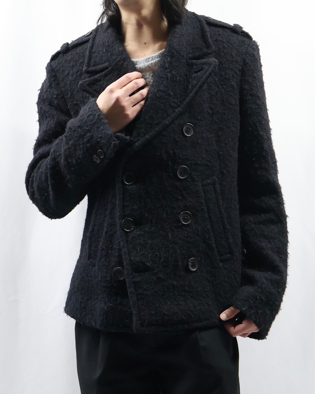 【NEIL BARRETT】Shaggy epaulette detail peacoat