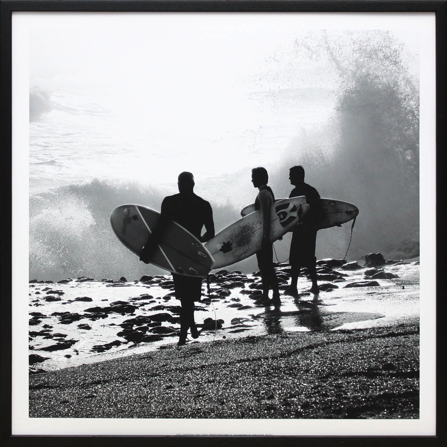 モノトーンアート ハロルド シルバーマン「サーファー」額縁 フック付き インテリアポスター