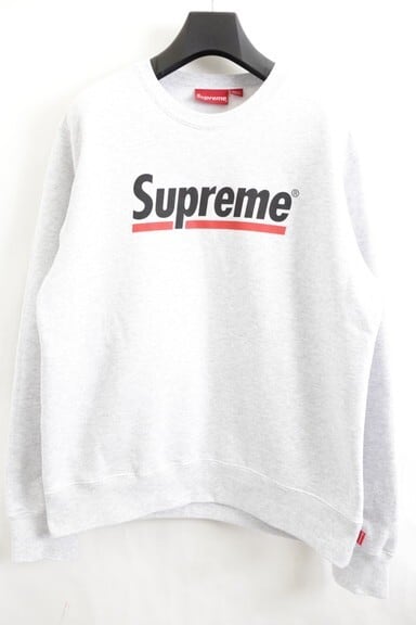 20SS Supreme UNDERLINE CREWNECK ASH GREY SMALL 110JD5835 | BRAND  