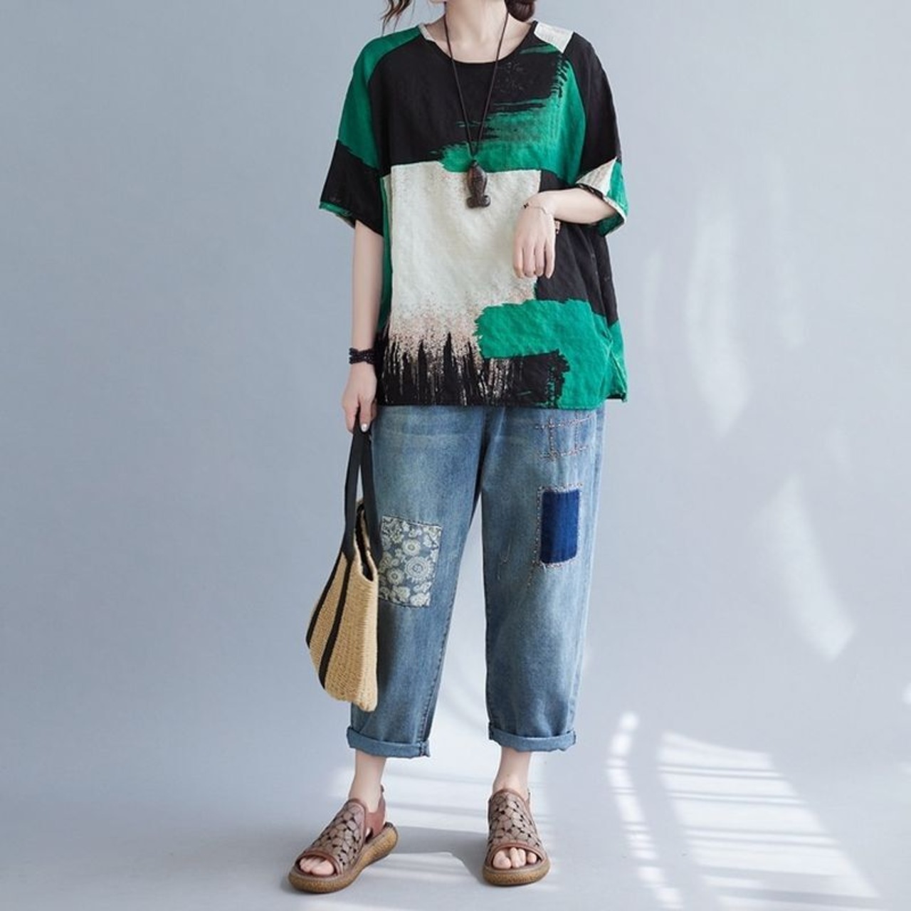 アート配色 抽象柄 Tシャツ  30223