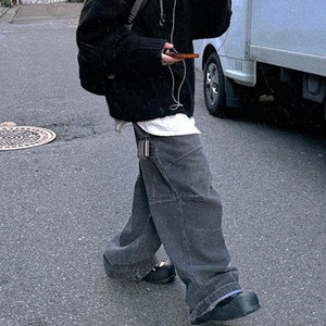 ダークグレーウォッシュワークデニム　1083