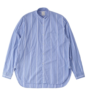 CTTN STRIPE WING COLLAR SHIRT / 綿ストライプウィングカラーシャツ (BLUE)