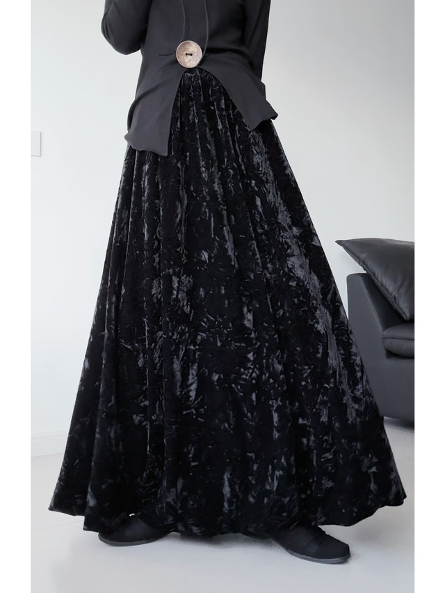 Velvet jacquard swing skirt [T2657]