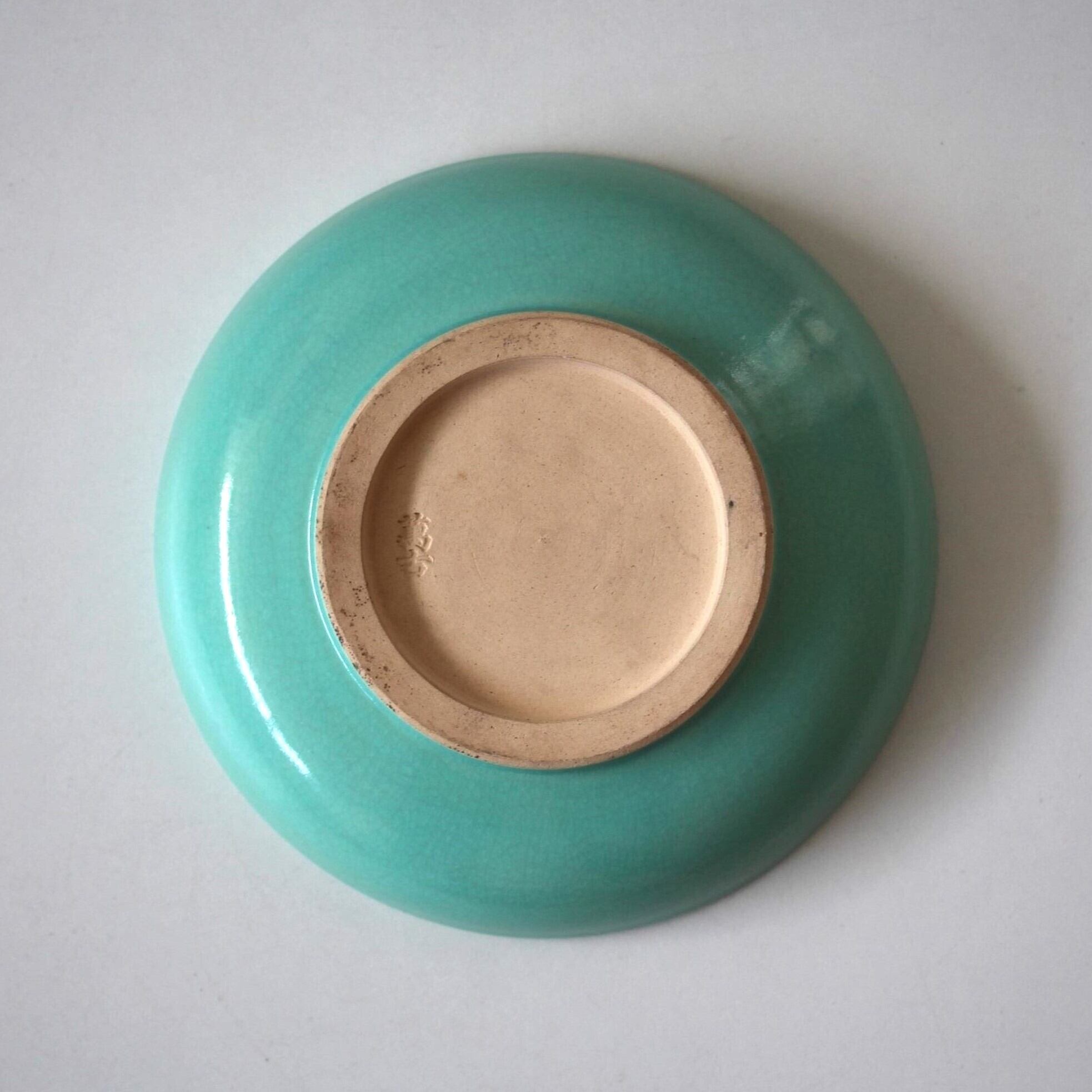 萬古焼色絵菊文皿（一対）d16.7cm Banko Enameled Dish