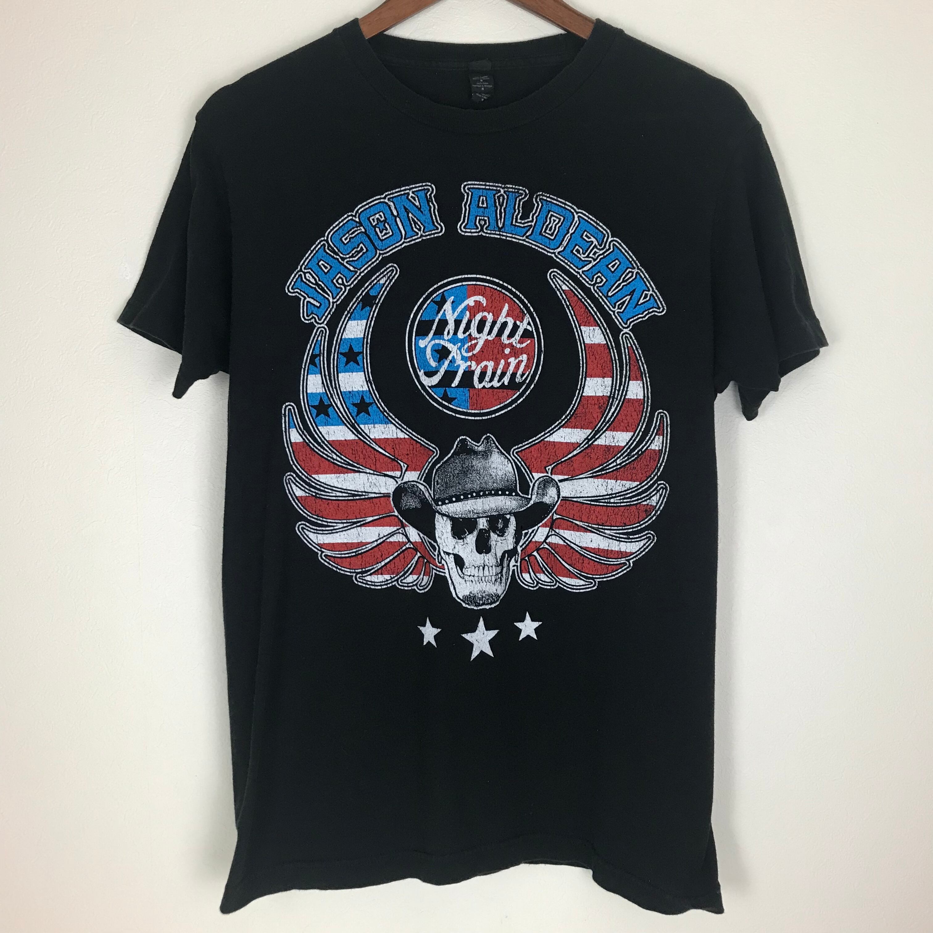 00s JASON ALDEAN スカルウイング プリントTシャツ カントリー