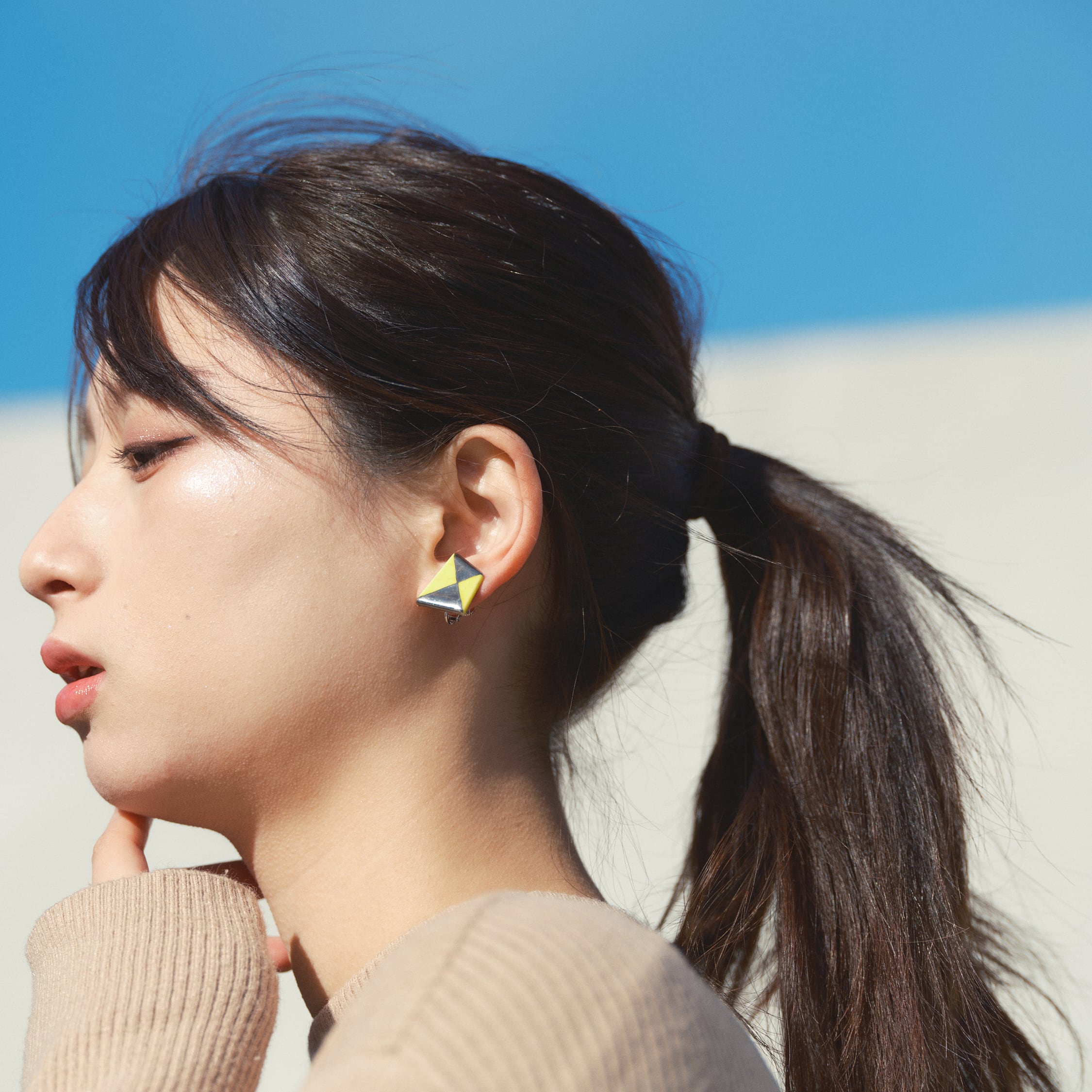 eb2】Lサイズ 染錦 椿 イヤリング／ピアス／ノンホールピアス | 器と