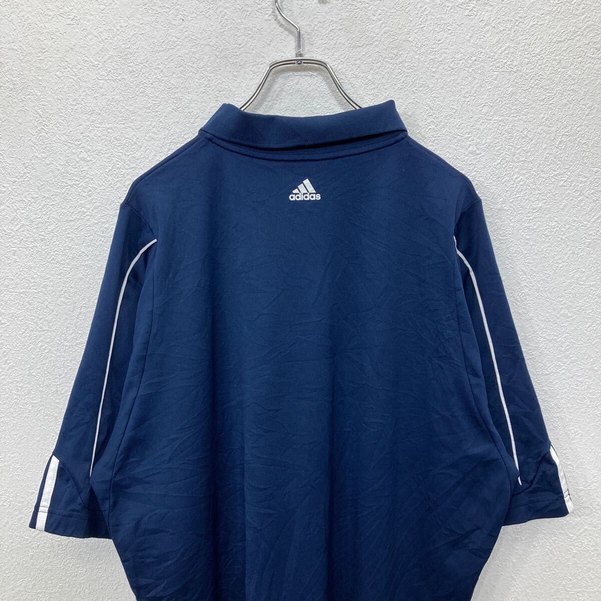 adidas 半袖 ポロシャツ XLサイズ アディダス ハーフボタン 刺繍 