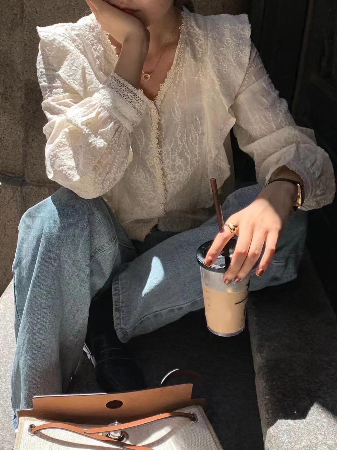 コットンレースブラウス　AJ2205-754